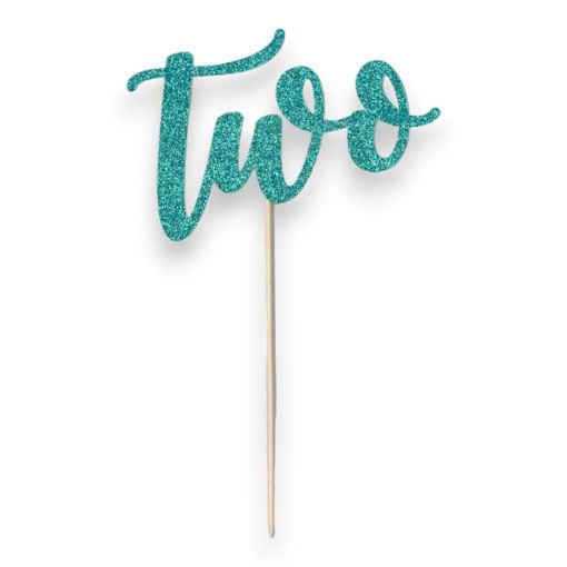 Picture of TWO CAKE TOPPER TURQUOISE GLITTER